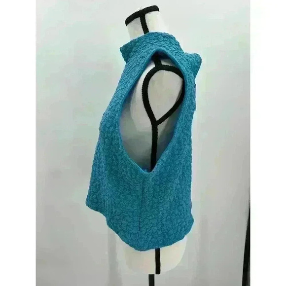 Anthropologie Turquoise Blue Tassel Popcorn High Neck Crop Tank Top - Women's XL - Picture 4 of 12